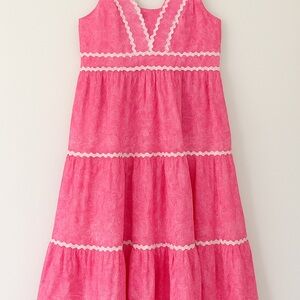 🌸 Lilly Pulitzer Pollie Cotton Midi Dress Pink Shandy Investigator Size 14